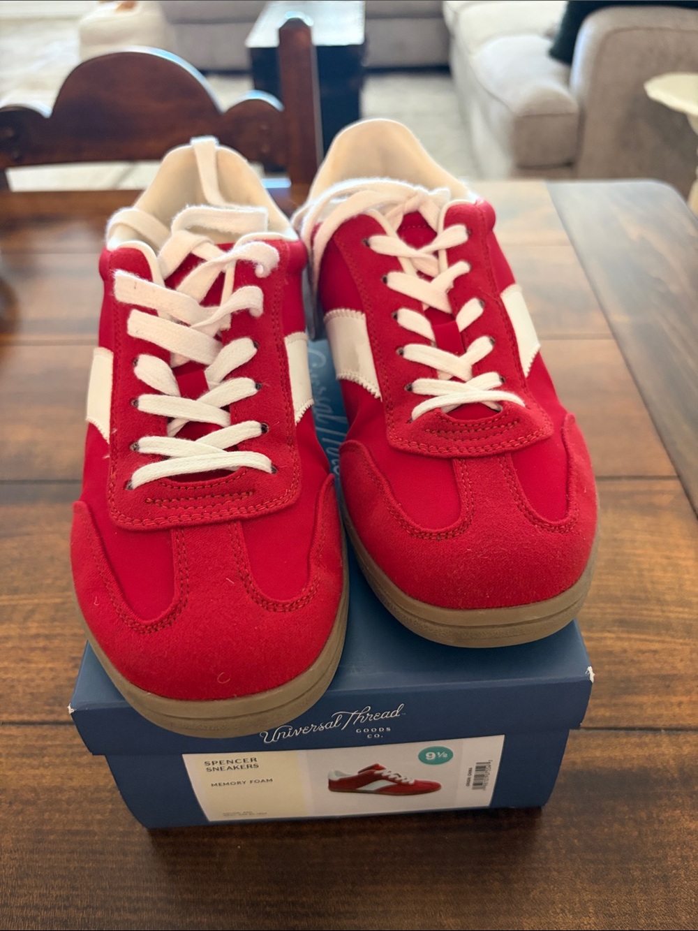Universal Thread Red & White Retro-Style Sneakers